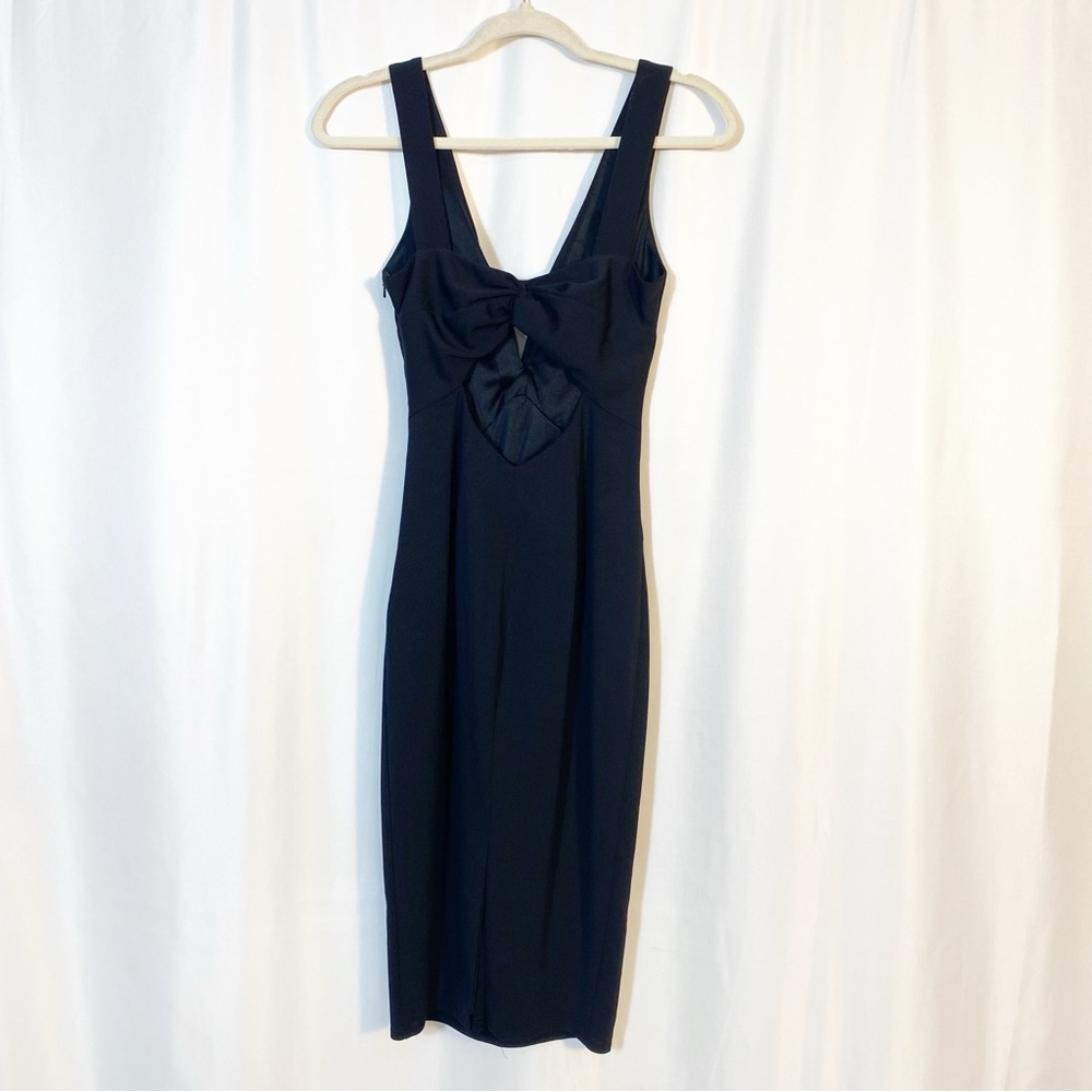 Katie May X Anthropologie BHLDN Eva Damaris Twist Front Midi Sheath Dress Black - Picture 4 of 14